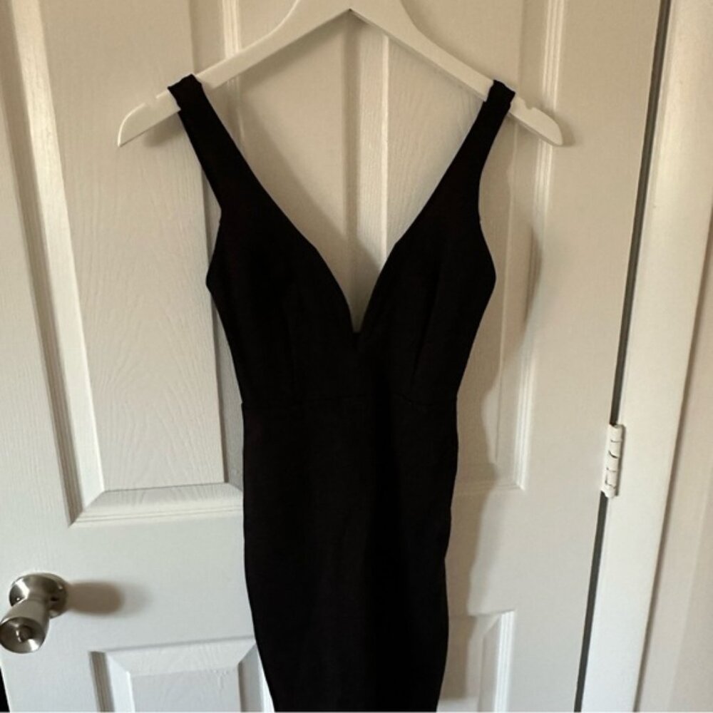 Black V-Neck Mini Dress